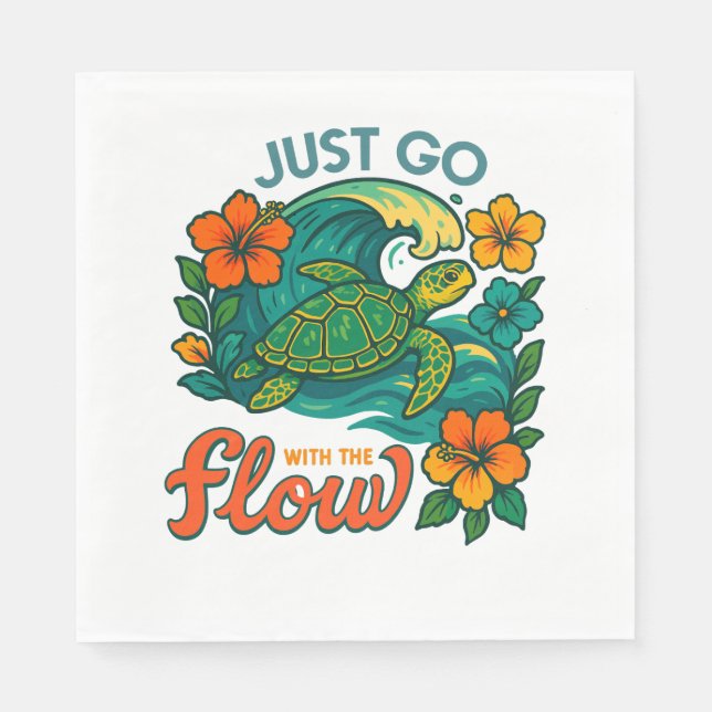 Retro Funny Turtle Shell Yeah Its Summer Napkin (Front)