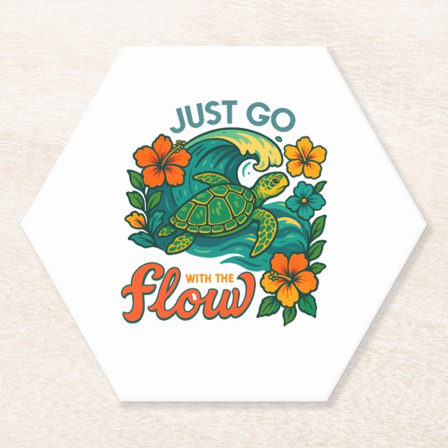 Retro Funny Turtle Shell Yeah Its Summer Paper Coaster (Front)