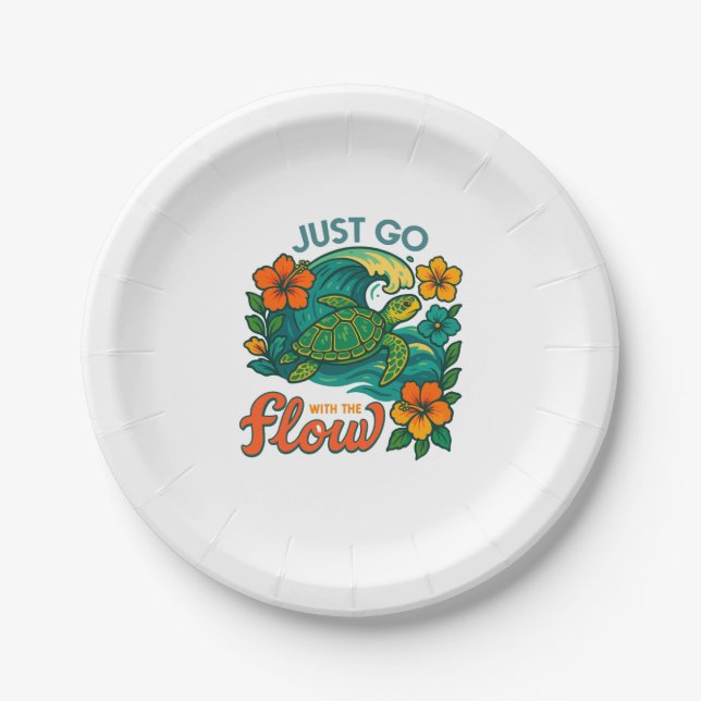 Retro Funny Turtle Shell Yeah Its Summer Paper Plate (Front)