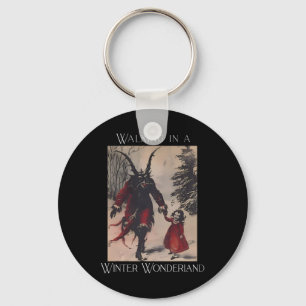 Retro Funny Walking In A Winter Wonderland Merry C Key Ring