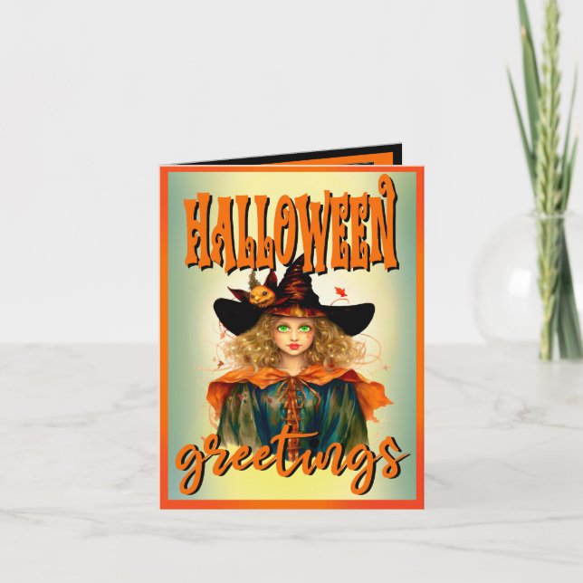 Retro Funny Witch Halloween Cards (Front)
