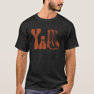 Retro Funny Y'all Cowgirl Boots Fall Western Fall T-Shirt