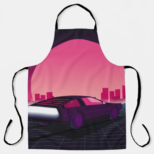 Retro future. 80s style sci-fi background with sup apron (Front)
