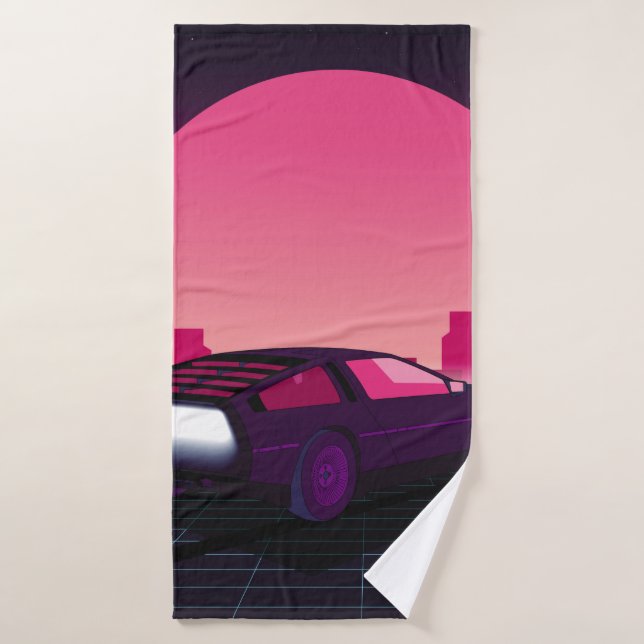 Retro future. 80s style sci-fi background with sup bath towel (Bath Towel)