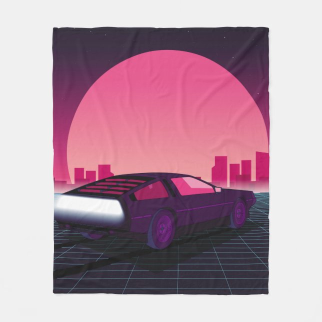 Retro future. 80s style sci-fi background with sup fleece blanket (Front)