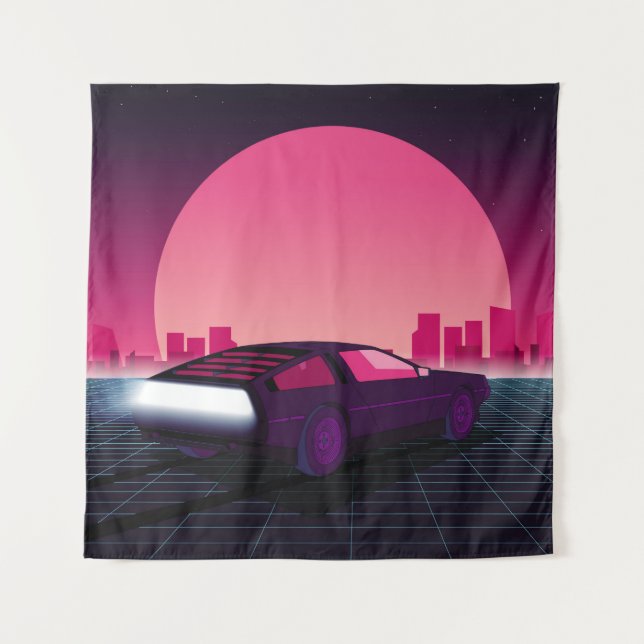 Retro future. 80s style sci-fi background with sup tapestry (Front)