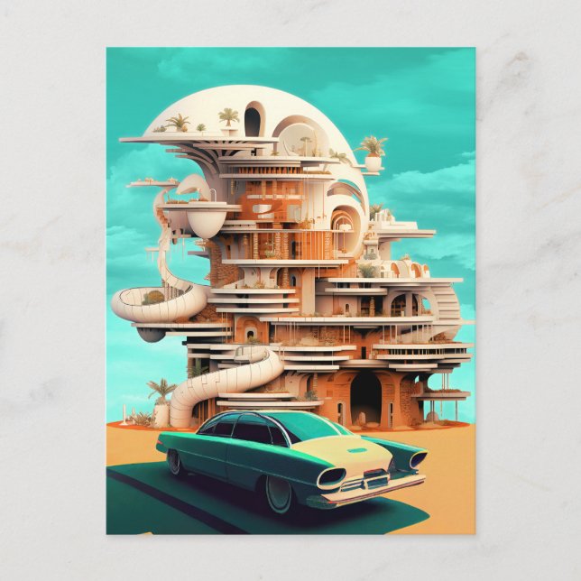 Retro Future Cars Cinematic Autos Postcards (Front)