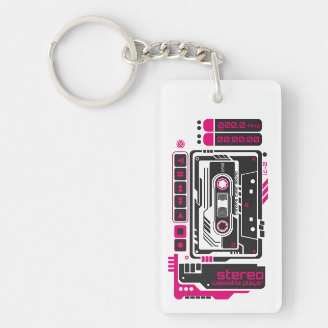 Retro Future Cassette Player Key Ring (Front)