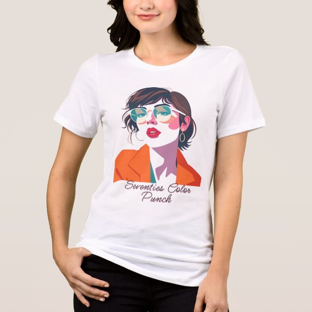 Retro-Future Chic: 70's Inspired Elegance Tri-Blend Shirt (Front)