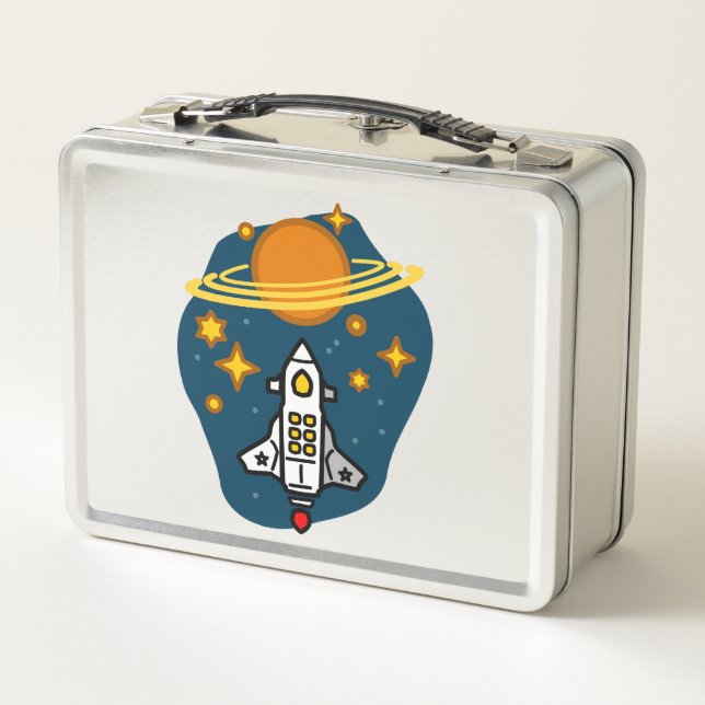 Retro Future Destination Saturn Metal Lunch Box (Back)