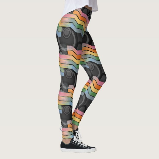 Retro Future Disco Rainbow Stripe Leggings (Right)