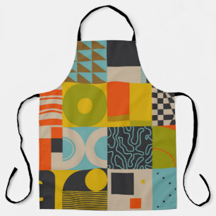 Retro future inspired artwork of abstract symbols apron