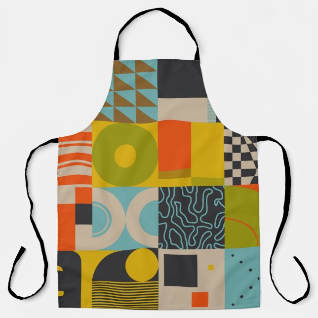 Retro future inspired artwork of abstract symbols  apron (Front)