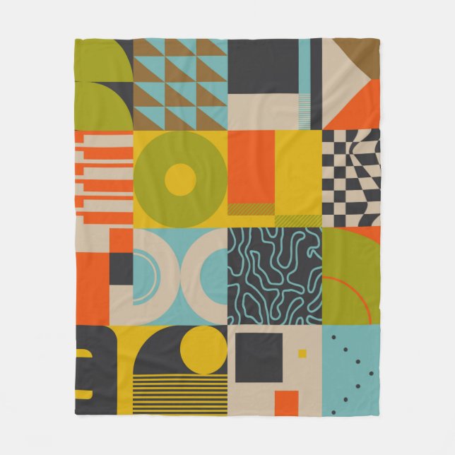 Retro future inspired artwork of abstract symbols  fleece blanket (Front)