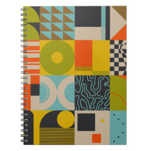 Retro future inspired artwork of abstract symbols  notebook