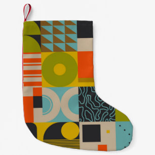 Retro future inspired artwork of abstract symbols small christmas stocking