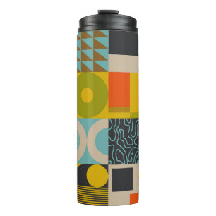 Retro future inspired artwork of abstract symbols thermal tumbler