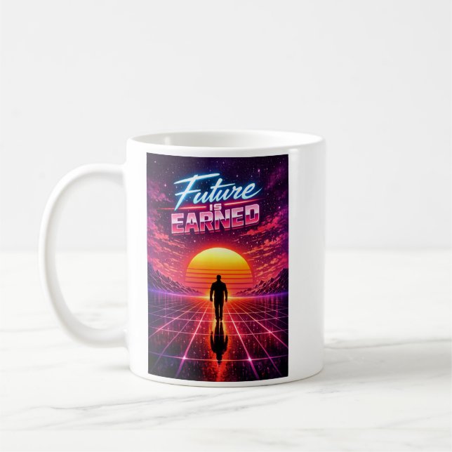Retro Future Motivation Poster Coffee Mug (Left)