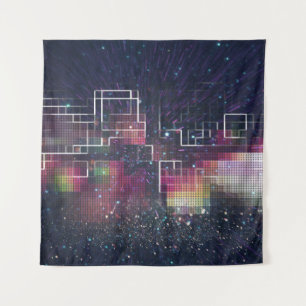 Retro Futurism: 80's Neon Geometric Tapestry