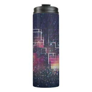 Retro Futurism: 80's Neon Geometric Thermal Tumbler