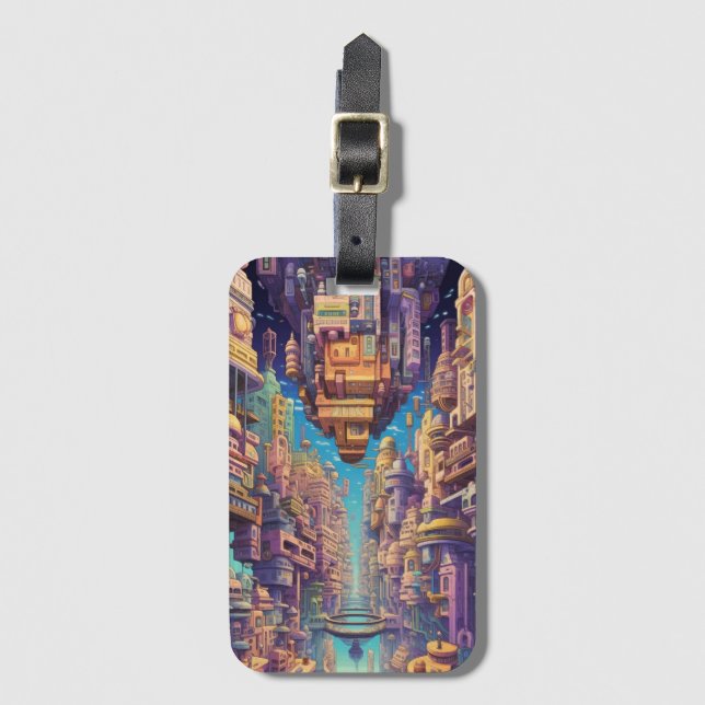 Retro Futurism Art Luggage Tag (Front Vertical)