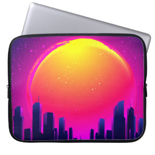 Retro Futurism. futuristic synth wave illustration Laptop Sleeve