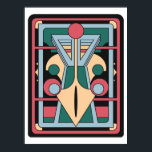 Retro Futurist Art Deco Geometric Peacock Poster<br><div class="desc">This bold geometric composition, Pavo Cruth, channels the elegance of Art Deco symmetry and the vibrancy of retro-futurist design. Its layered forms in teal, coral, gold, and cream radiate precision and poise — a perfect balance between vintage sophistication and modern abstraction. The structured lines and vivid color palette make it...</div>
