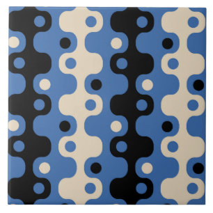 Retro Futuristic Abstract Pattern Ceramic Tile