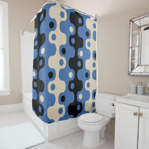 Retro Futuristic Abstract Pattern Shower Curtain