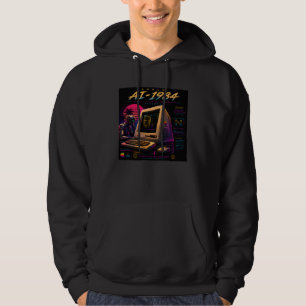 Retro Futuristic AI Robot Computer Vaporwave Neon Hoodie