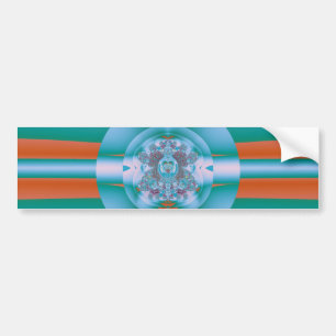 Retro Futuristic Aqua Coral Abstract Art Bumper Sticker
