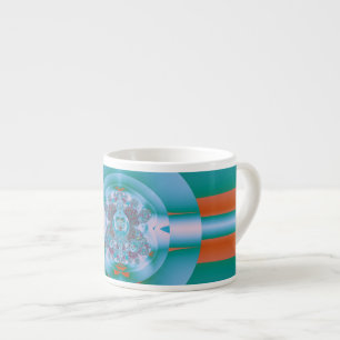 Retro Futuristic Aqua Coral Abstract Art Espresso Cup
