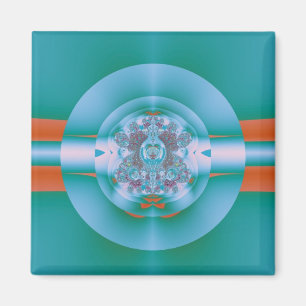 Retro Futuristic Aqua Coral Abstract Art Magnet