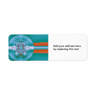 Retro Futuristic Aqua Coral Abstract Art Return Address Label