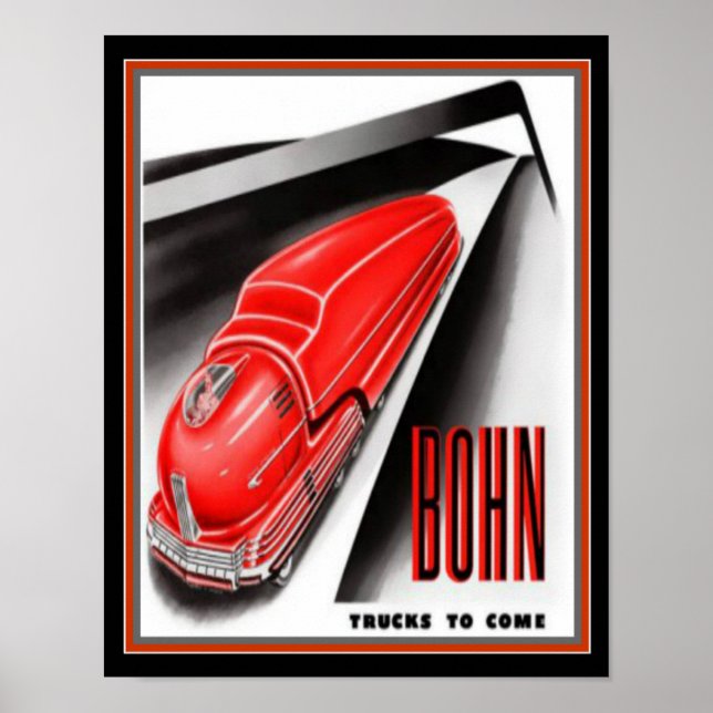 Retro Futuristic Bohn Truck Ad Print 11 x 14 (Front)