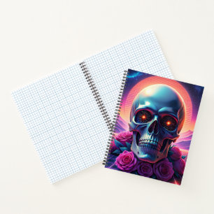Retro  Futuristic landscape 1980s style. purple wi Notebook