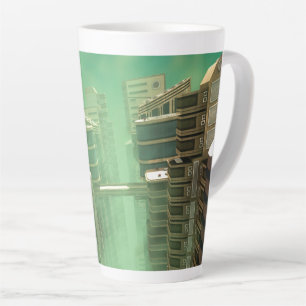 Retro Futuristic Megacity Skyline Latte Mug