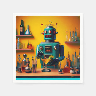 Retro Futuristic Robot ROBIA 12J2 Mixologist Napkin
