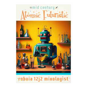 Retro Futuristic Robot ROBIA 12J2 Mixologist Photo Print