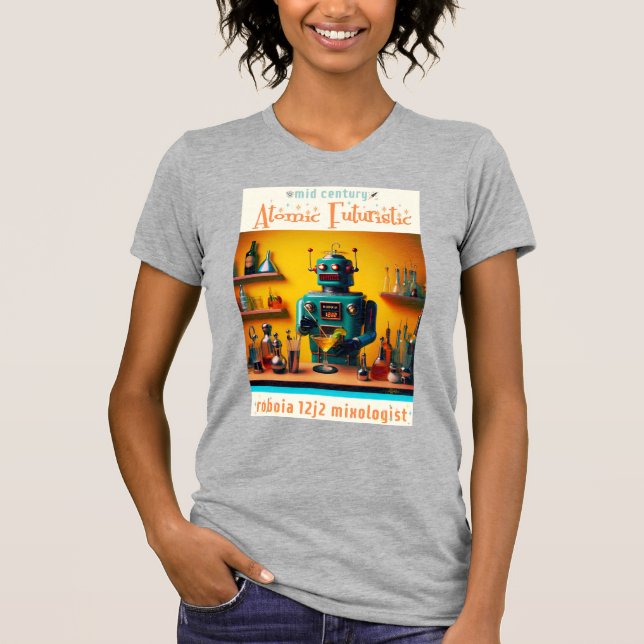 Retro Futuristic Robot ROBIA 12J2 Mixologist T-Shirt (Front)