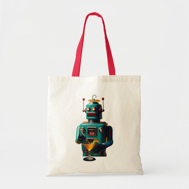 Retro Futuristic Robot ROBIA 12J2 Mixologist Tote Bag (Front)