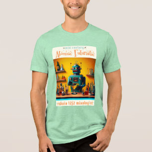 Retro Futuristic Robot ROBIA 12J2 Mixologist Tri-Blend Shirt