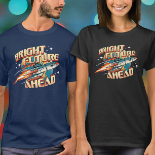 Retro Futuristic Science Fiction Rocket Typography T-Shirt