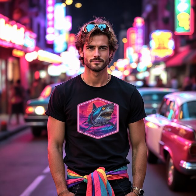 Retro Futuristic Shark Attack  T-Shirt (Creator Uploaded)