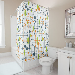 Retro Futuristic Shower Curtain