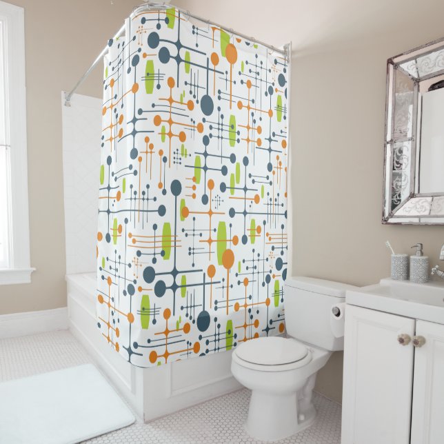 Retro Futuristic Shower Curtain (In Situ)