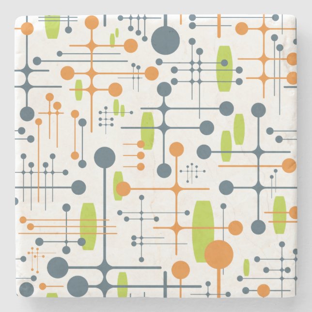 Retro Futuristic Stone Coaster (Front)