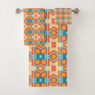 Retro-futuristic symmetrical honeycomb bath towel set