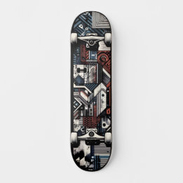 Retro-Futuristic Tech Street Art Skateboard 20