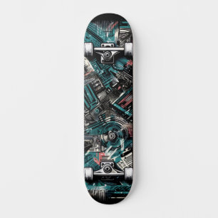Retro-Futuristic Tech Street Art Skateboard 24